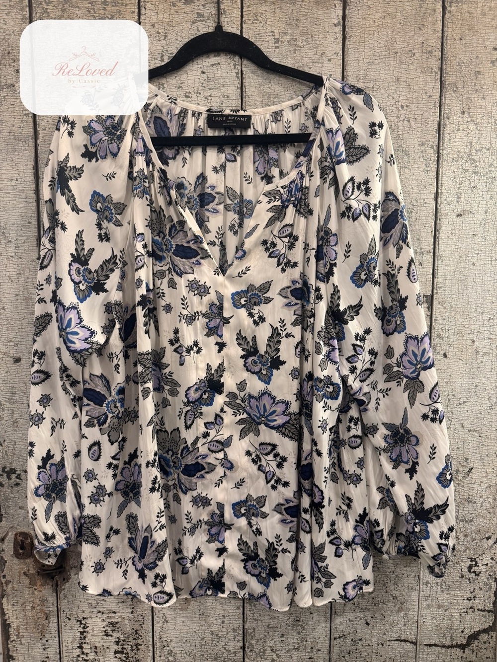 Lane Bryant White Floral Peasant Blouse Top Plus Size 18/20